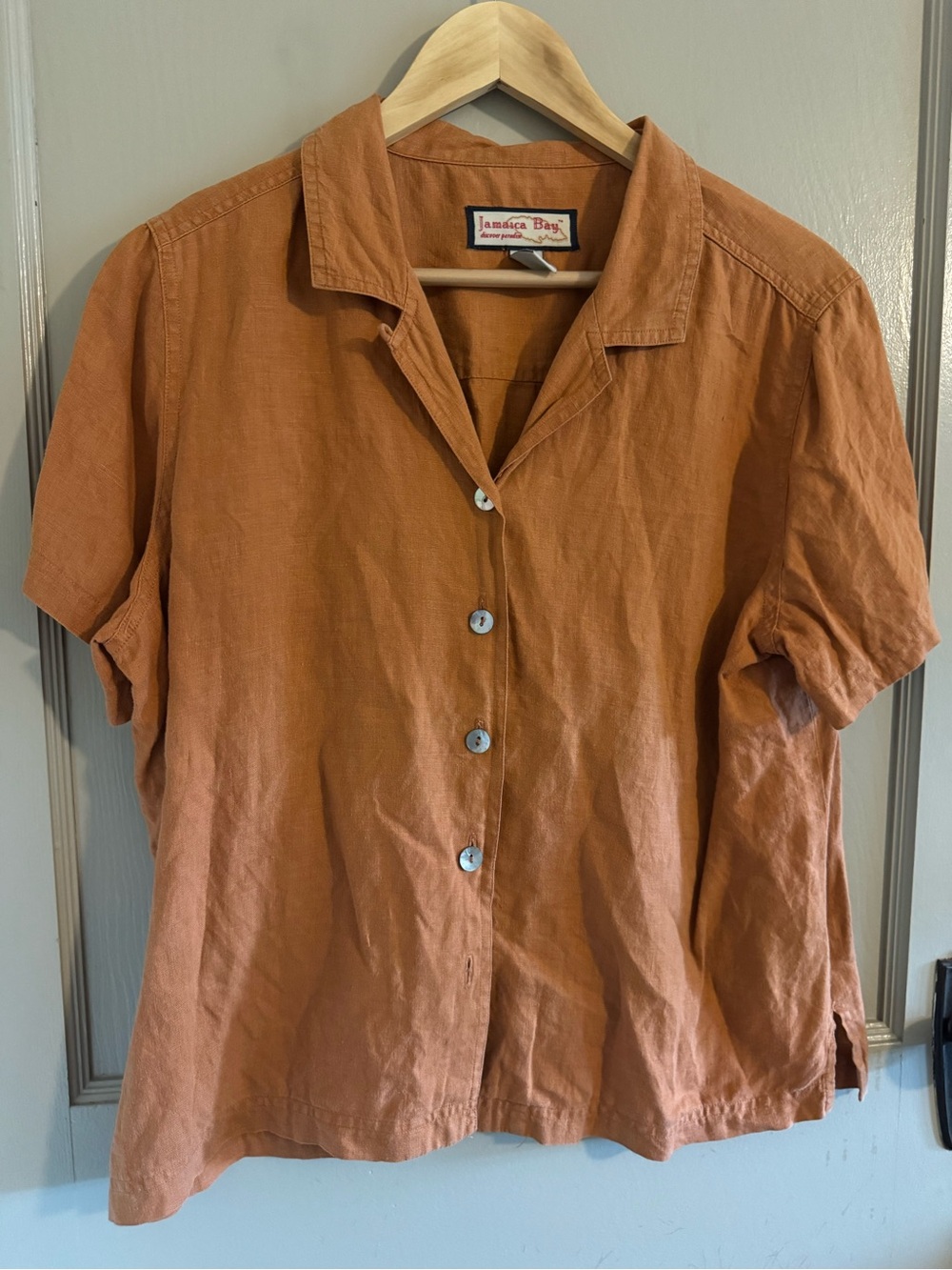 Short Sleeve Button Shirt - Rust Orange vacation boxy